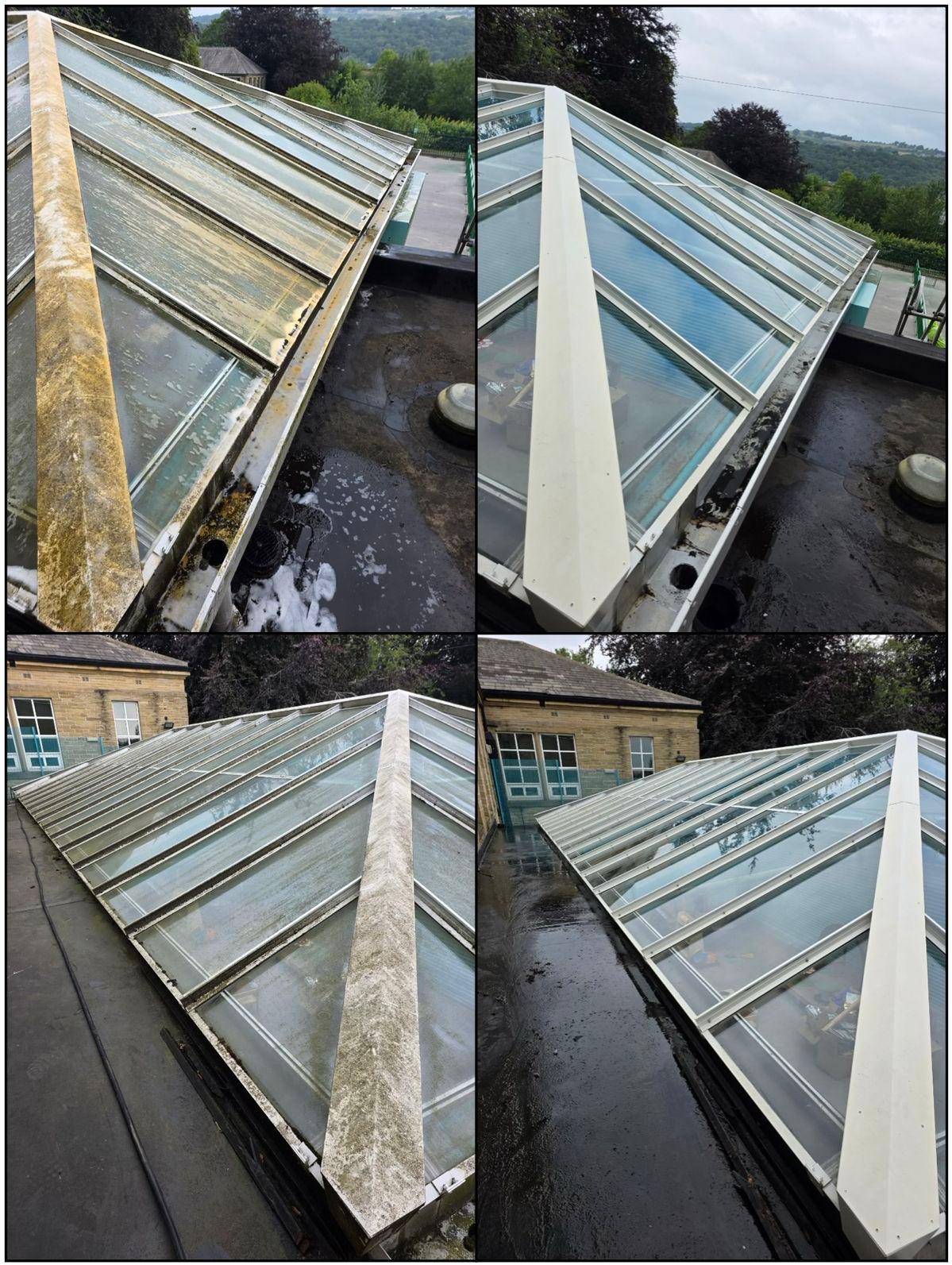 Glasdach Fensterreinigung Vorher/Nachher