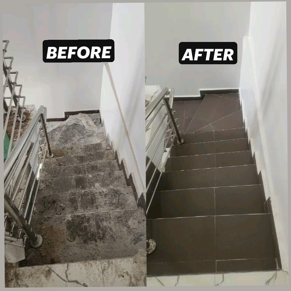 Treppenhausreinigung Vorher/Nachher
