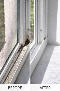 Fensterbank Vorher/Nachher